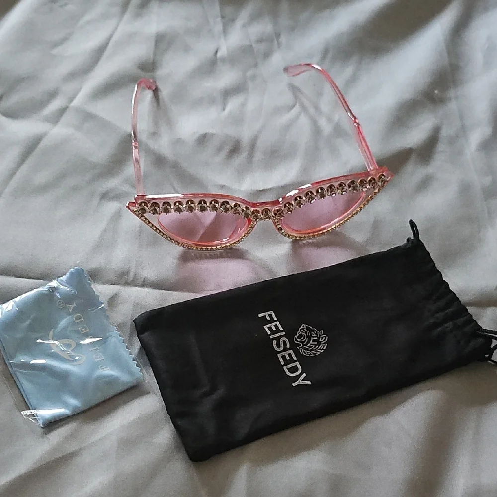 Pink Rhinestone Cat-Eye Sunglasses - Picture 2 of 6